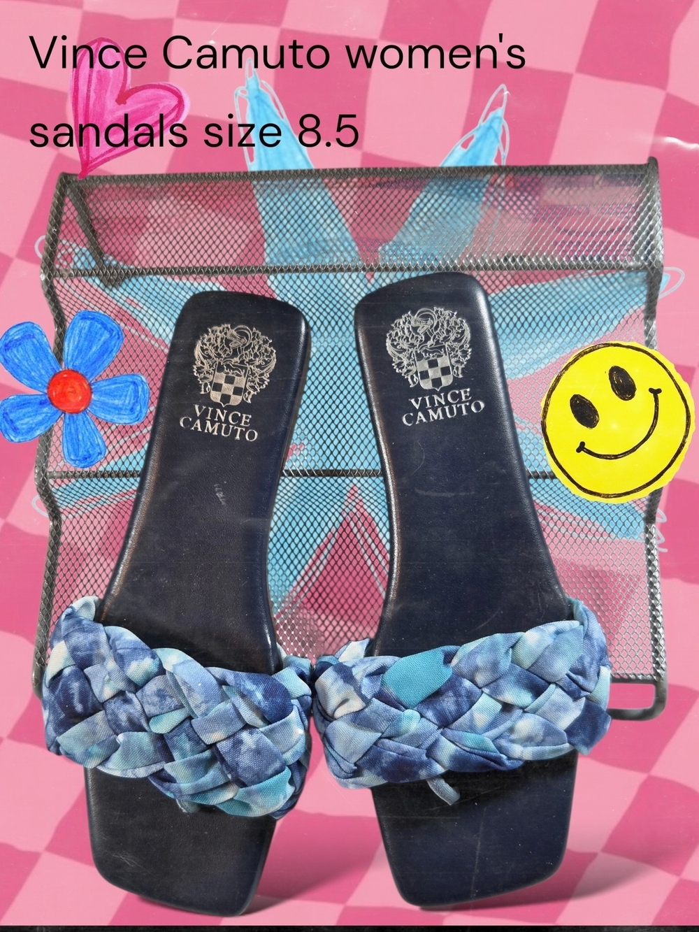 Vince Camuto Blue Braided Slide Sandals